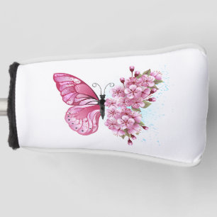 Blume Schmetterling mit rosa Sakura Golf Headcover