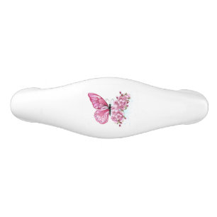 Blume Schmetterling mit rosa Sakura Keramik Schubladengriff