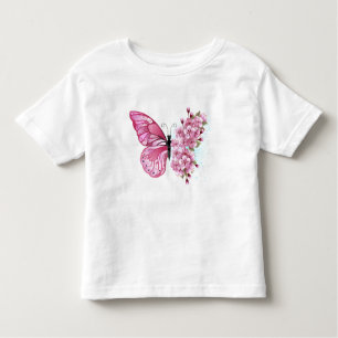 Blume Schmetterling mit rosa Sakura Kleinkind T-shirt