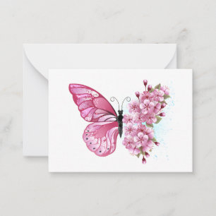 Blume Schmetterling mit rosa Sakura Mitteilungskarte