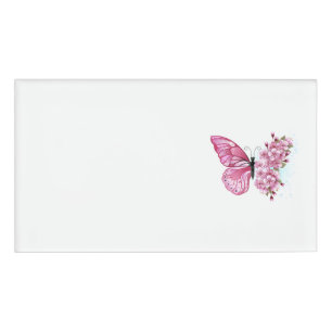 Blume Schmetterling mit rosa Sakura Namenschild