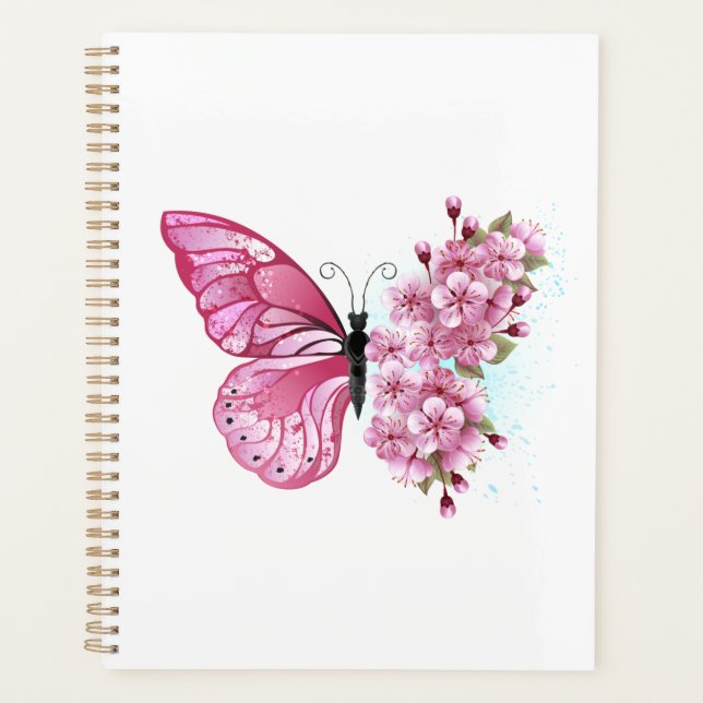 Blume Schmetterling mit rosa Sakura Planer (Vorderseite)