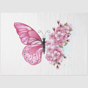 Blume Schmetterling mit rosa Sakura Seidenpapier