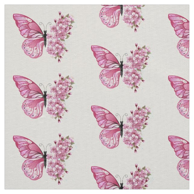 Blume Schmetterling mit rosa Sakura Stoff (Muster)