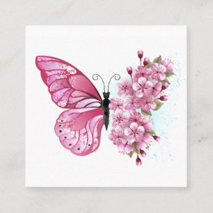 Blume Schmetterling mit rosa Sakura Terminkarte