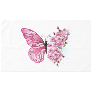 Blume Schmetterling mit rosa Sakura Tischdecke
