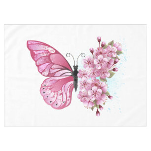 Blume Schmetterling mit rosa Sakura Tischdecke