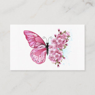 Blume Schmetterling mit rosa Sakura Visitenkarte