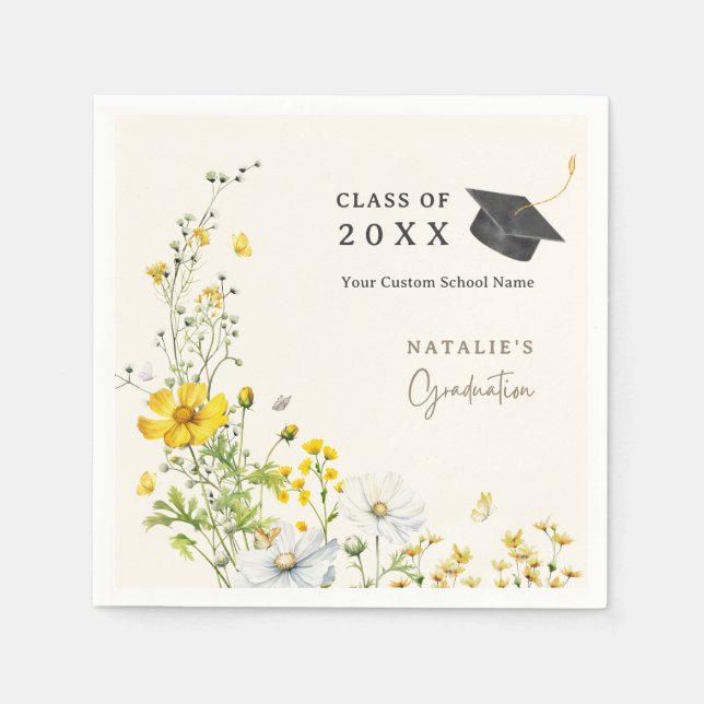 Blume Schmetterlinge Graduation Party Paper Napkin Serviette (Vorderseite)