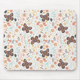 Blume Schmetterlinge und Bienen Mousepad