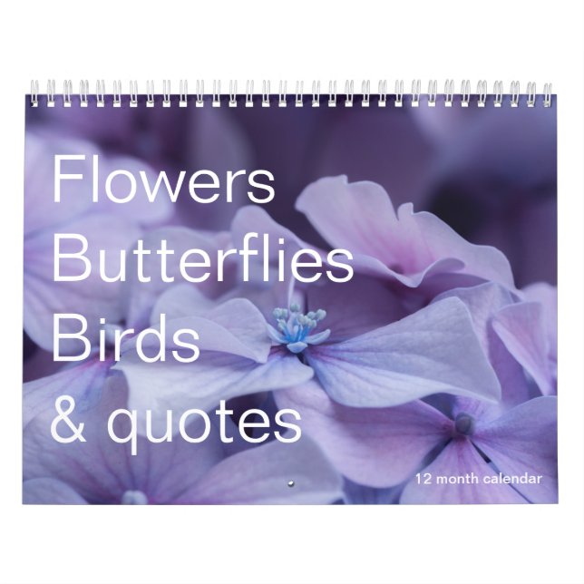 Blume, Schmetterlinge und Vögel 12 Monate Kalender (Titelbild)