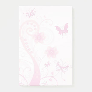 Blume, Schmetterlinge und Wirbel Post-it Klebezettel