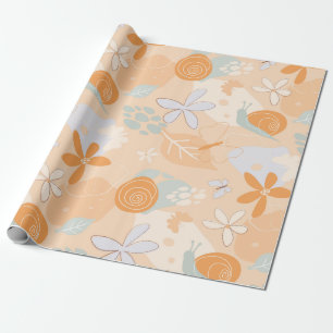 Blume, Schnecken, Schmetterlinge. Geschenkpapier