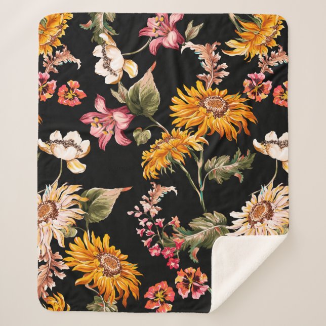 Blume schöne Muster nahtlos. Stoffstruktur Sherpadecke (Vorderseite)