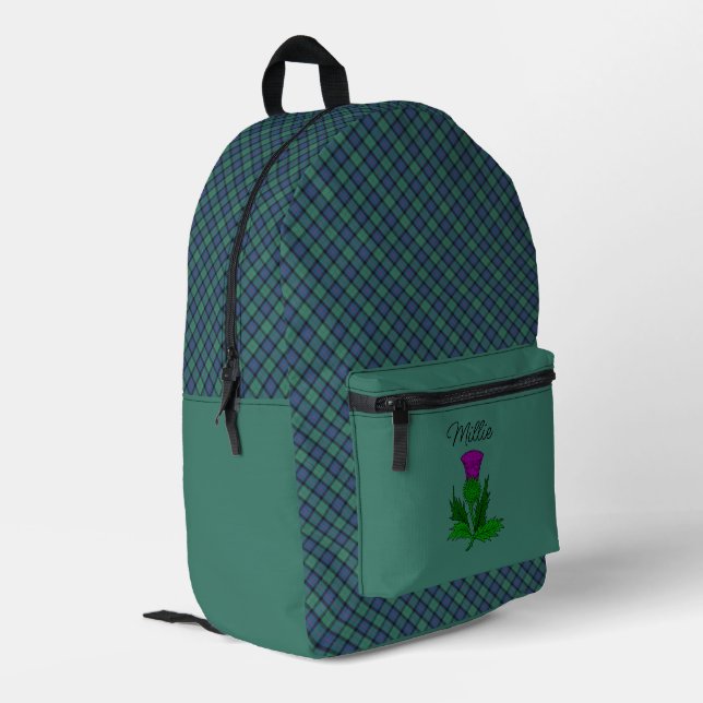 Blume Schottlands Clan Tartan Bedruckter Rucksack (Rückseitige Ecke links)