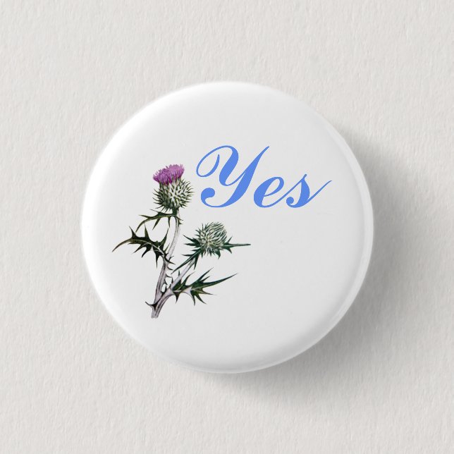 Blume Schottlands der Distel-Blume Pinback ja Button (Vorderseite)