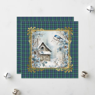 Blume Schottlands schottischer Tartan-Weihnachten Feiertagskarte