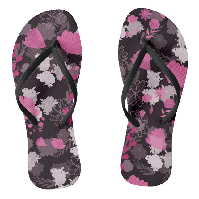 Blume schwarz flip flops (Fußbett)