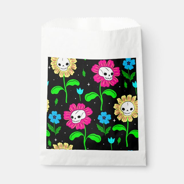 Blume Schwarz Geschenktütchen (Vorderseite)