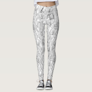 Blume, schwarz und weiß leggings