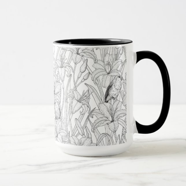 Blume, schwarz und weiß tasse (Rechts)