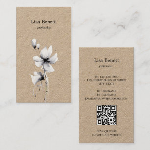Blume schwarz und weiß visitenkarte