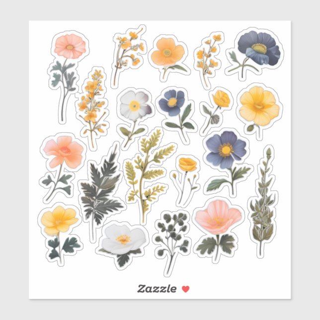 Blume Scrapbook Wasserfarbe Aufkleber (Blatt)