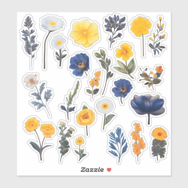 Blume Scrapbook Wasserfarbe Aufkleber (Blatt)