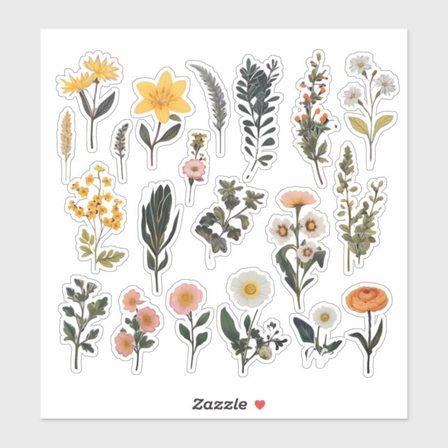 Blume Scrapbook Wasserfarbe Aufkleber (Blatt)