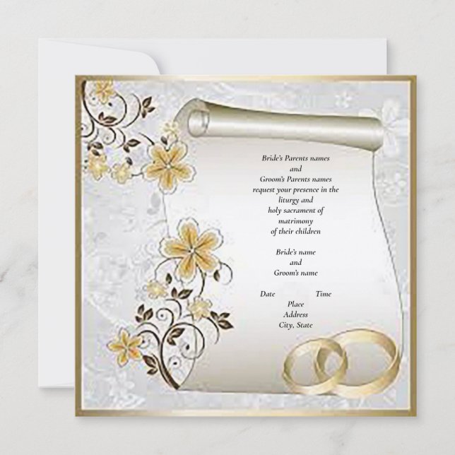 Blume Scroll Hochzeit Einladung (Vorderseite)