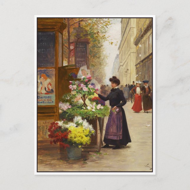 Blume Seller in Paris von Victor Gilbert Postkarte (Vorderseite)