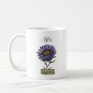 Blume SEPTEMBER Geburtstag Lila Aster Kaffeetasse