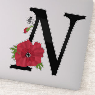 Blume Set, Monogramm N, Buchstabe N, Blume, Monogr Aufkleber