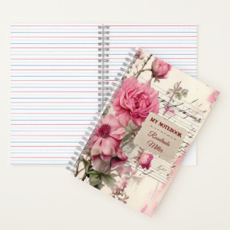 Blume-Shabby Chic in Aquarellfarbe Notizbuch