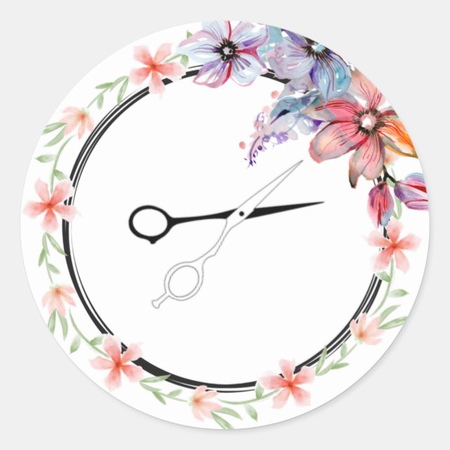 Blume Shears Runder Aufkleber (Vorderseite)