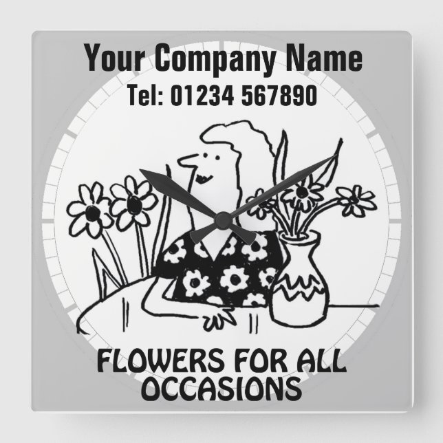 Blume Shop Florist Mauer Quadratische Wanduhr (Vorderseite)