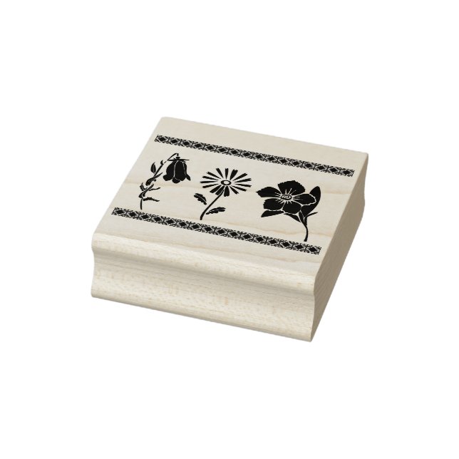 Blume Silhouette Grenze Briefmarke Gummistempel (Stempel)