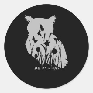 Blume Silhouette Natur Vogelbeobachtung Vögel Runder Aufkleber