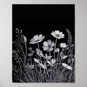 Blume Silhouette Wanddekor Poster