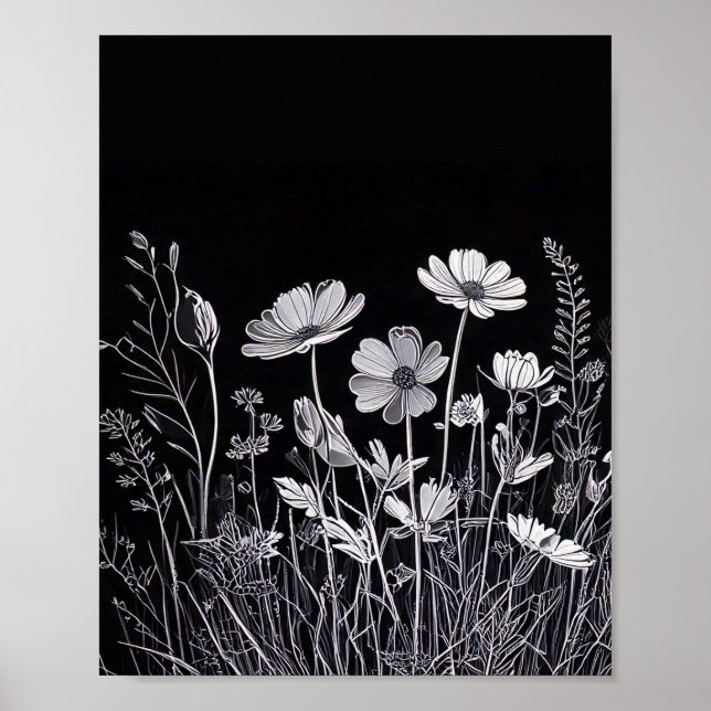 Blume Silhouette Wanddekor Poster (Vorne)