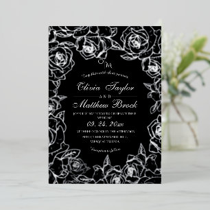 Blume Silver Foil Black Wedding Folieneinladung