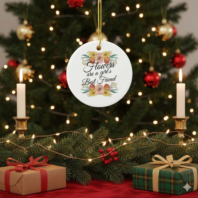 Blume sind ein Girl Best Friend - Zinnia Art Keramik Ornament (Von Creator hochgeladen)