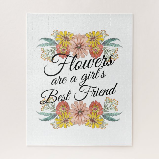 Blume sind ein Girl Best Friend - Zinnia Art Puzzle (Vertikal)