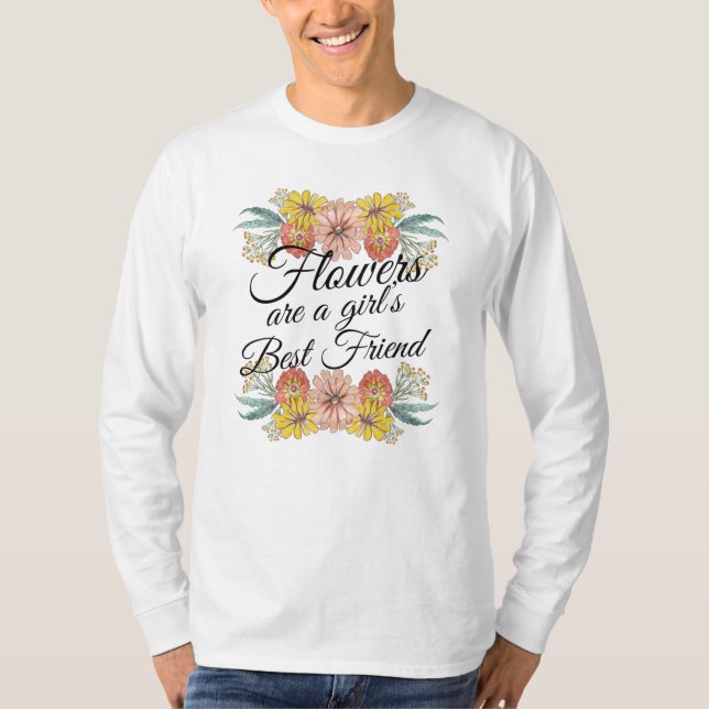 Blume sind ein Girl Best Friend - Zinnia Art T-Shirt (Vorderseite)