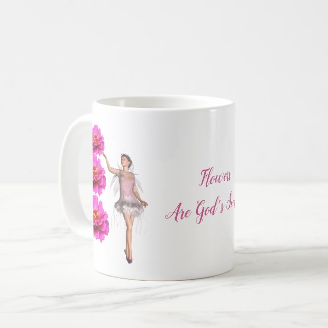 Blume sind Gottes Lächeln Inspiration Kaffeetasse (Vorderseite Links)