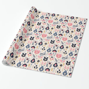 Blume skandinavisches Musterpapier Geschenkpapier