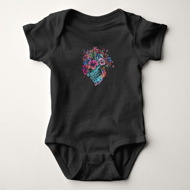 Blume Skull Baby Strampler (Vorderseite)