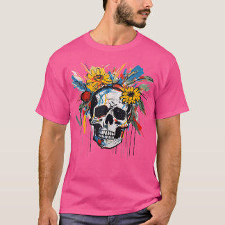 Blume Skull Punk Zeitgenössischer Pop Art Graffiti T-Shirt