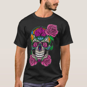 Blume Skull Zucker Rose Blumenskelett Niedlich Pun T-Shirt
