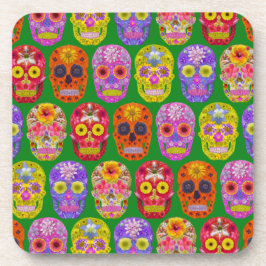 Blume Skulls Nahtloses Muster 2018 Getränkeuntersetzer